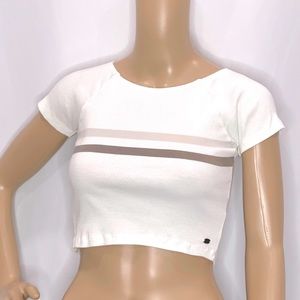 PULL & BEAR RIBBED CROPPED TEE.